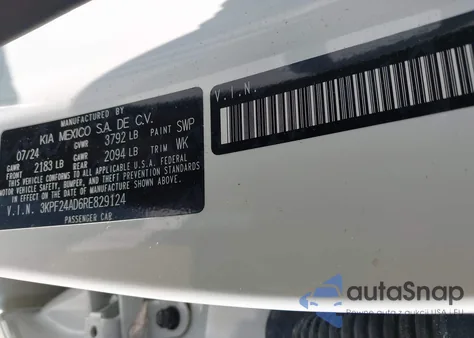 2024 Kia Forte Lxs из США, поврежденный, VIN 3KPF24AD6RE829124